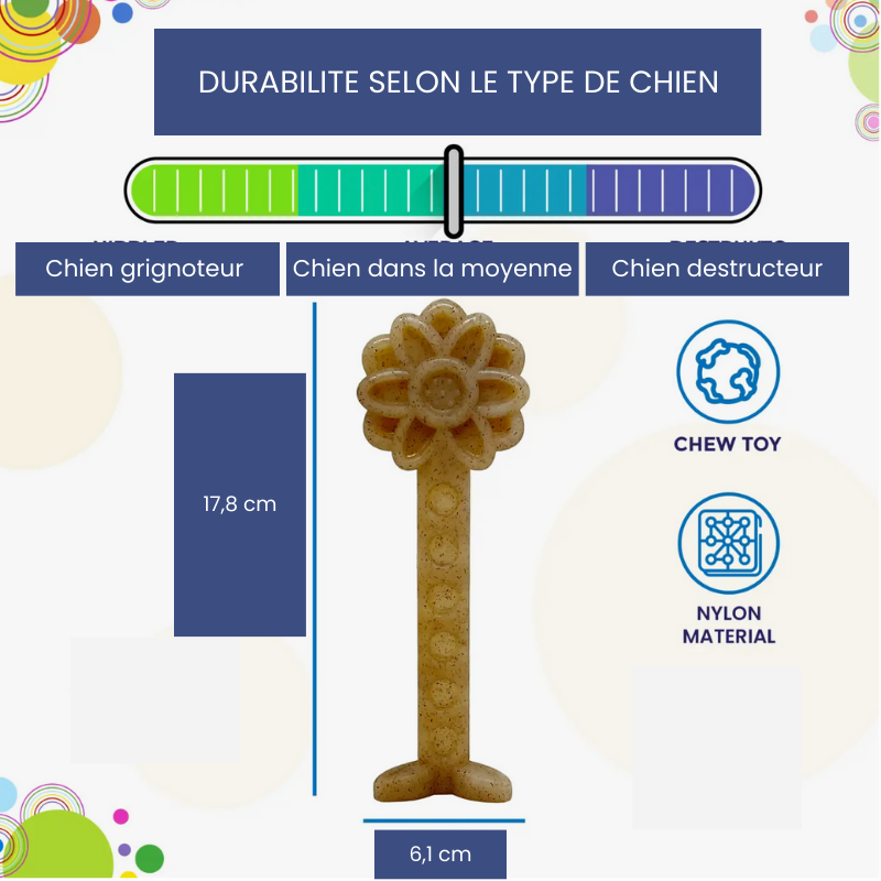 Jouet de mastication pour chien (moyen mâchouilleur) Flower Tower