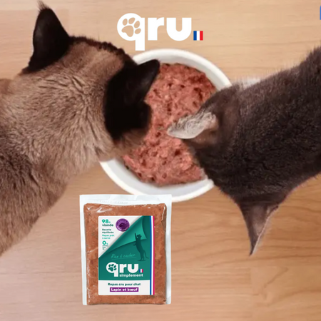 ❄️ Repas complet - Rations ménagères BARF - Marque Qru (uniquement en boutique)