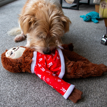 🦥 Léo le Paresseux de Noël – Peluche douce avec pouic sonore (40 cm)