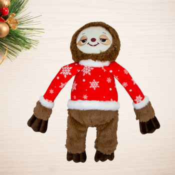 🦥 Léo le Paresseux de Noël – Peluche douce avec pouic sonore (40 cm)