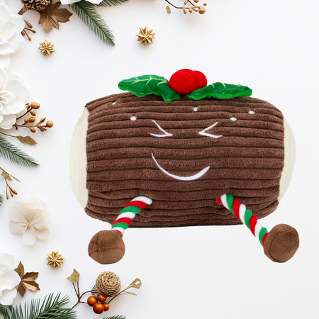 🍫 Bûchou la Bûche de Noël – Grande peluche festive pour chien (38 cm)