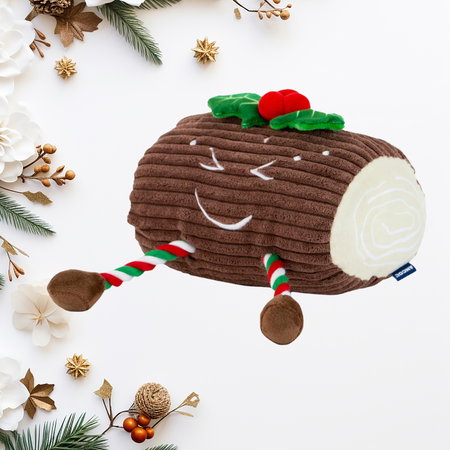 🍫 Bûchou la Bûche de Noël – Grande peluche festive pour chien (38 cm)
