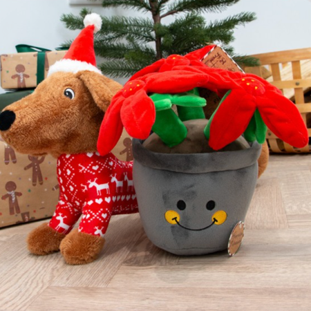 🌺 Flora la Fleur de Noël – Jouet en peluche pour chien (36 cm)