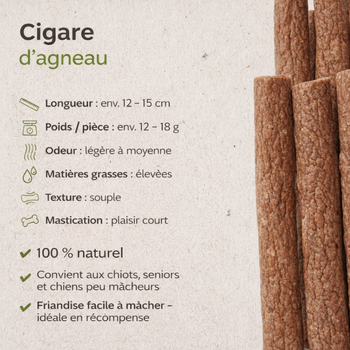 Cigares d'agneau ou poulet - en mastication courte ou friandise