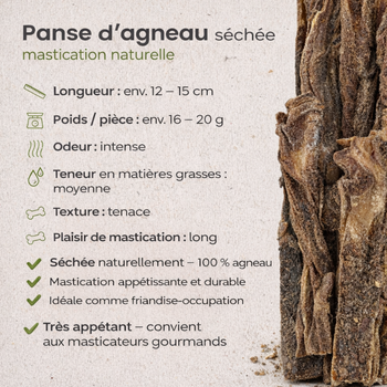 🟢 Panses d'agneau séchées pour chiens sensibles