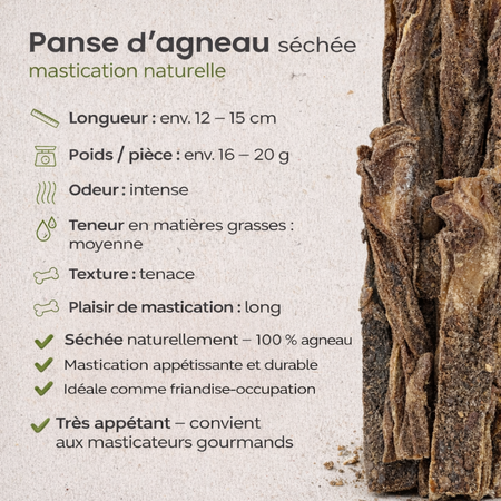 Panses d'agneau séchées pour chiens sensibles