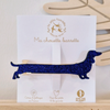 Cadeau DogMum - Barrette Clip Teckel Pailletée - création artisanale Haute Savoie