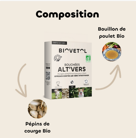 Bouchées Alt’Vers Bio pour chiens >20kg - Vermifuges naturels