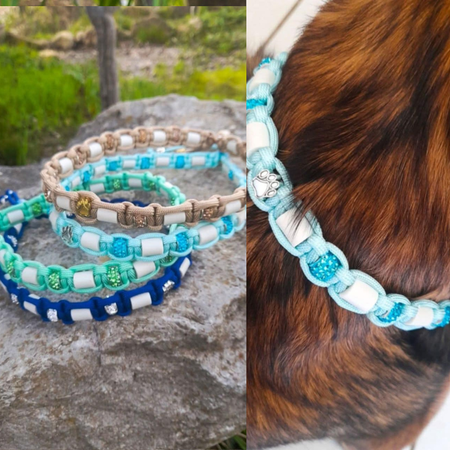 Collier anti-puces & tiques en perles de céramique EM - fait main