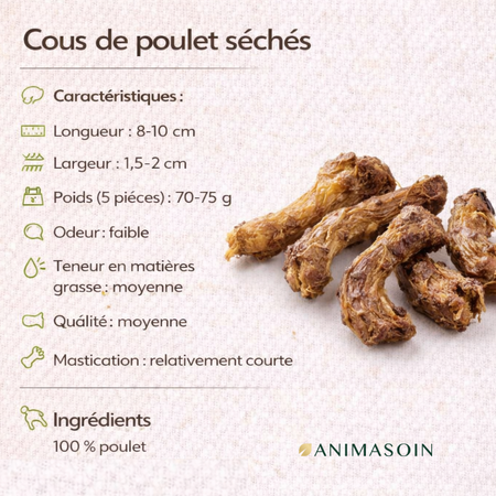 Cous de poulets séchés - gourmandise ou mastication courte