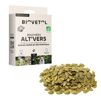 Bouchées Alt’Vers Bio pour chiot et chiens (<20kg) - Vermifuges naturels