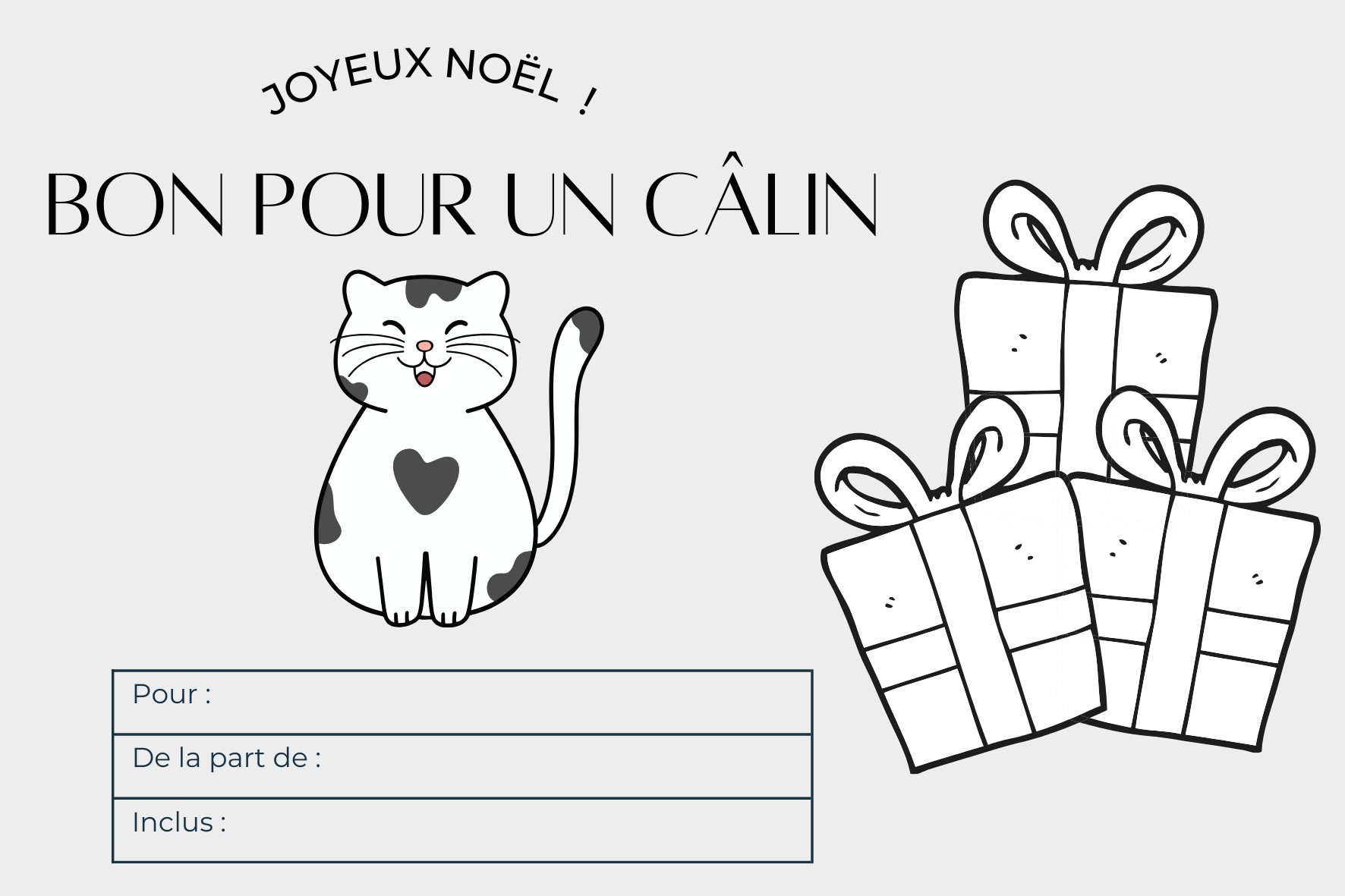 Étiquette Autocollante "Joyeux Noël - Bon pour un Câlin" (Version Chat)