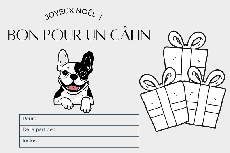 Étiquette Autocollante "Joyeux Noël - Bon pour un Câlin" (Version Chien)