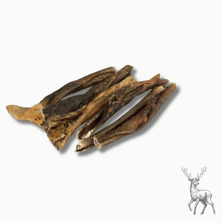 Peaux de cerf séchées pour chien (mastication moyenne à longue)