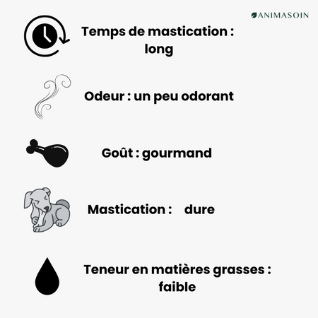 Peaux de cerf séchées pour chien (mastication moyenne à longue)
