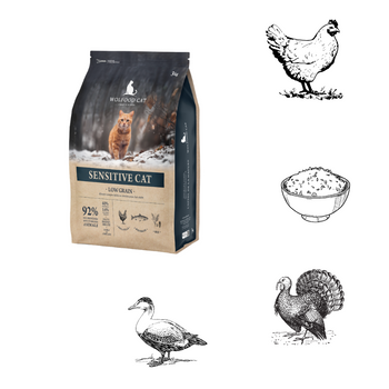 Wolfood SENSITIVE CAT LOW GRAIN - Chats à sensibilité digestive