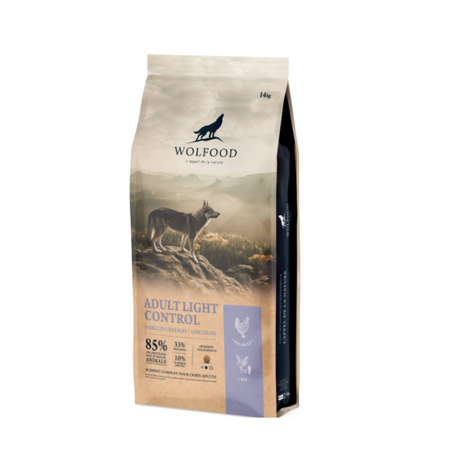 Wolfood Adult Light Control – Croquettes allégées Low Grain pour chiens stérilisés ou en surpoids