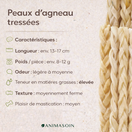 Peaux d'agneau tressée - Mastication moyenne durée
