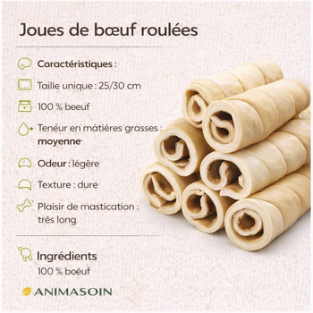 🔴 Joue de bœuf roulée séchée pour chien