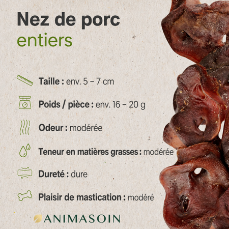 🟡 Groins de porc entiers séchés pour chiens