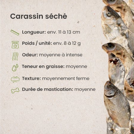 🟢 Poisson séché entier – Carassin  | Friandise naturelle riche en oméga-3
